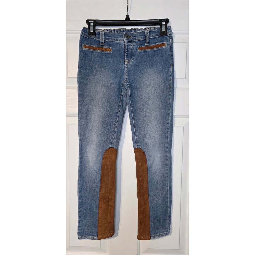 Gymboree Girls Suede Pieced Pull On‎ Jeans denim Size 10 Adjustable Waist
